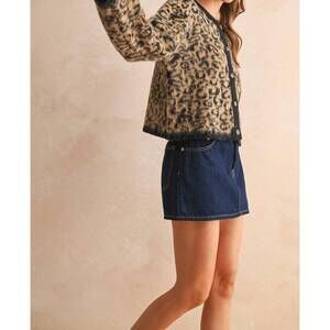 NEW MIOU MUSE cropped cardigan in leopard